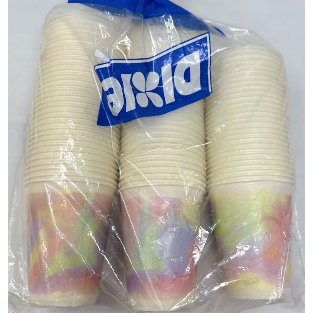 VTG 90s Dixie Paper Drinking Cups 9oz Pastel Watercolor Cold Drinks Kitchen